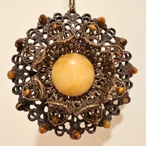 Handmade Rebel antique brass and Tigers eye Pendant Necklace